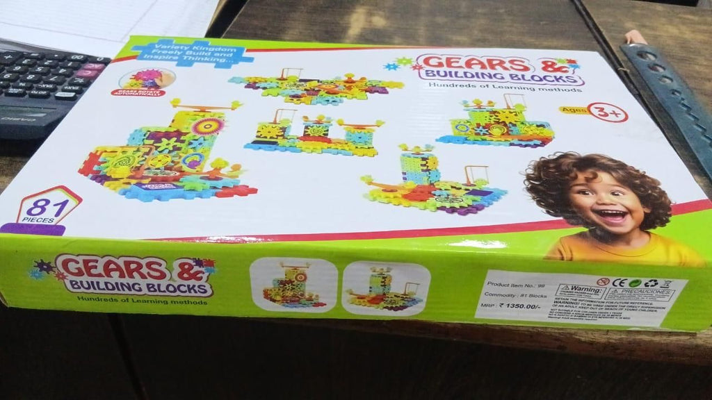 Battery Operated 81pcs Rotating Building Blocks with Gears for STEM Learning